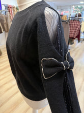 Load image into Gallery viewer, 1. Mesh Sleeve Diamanté Bows Jumper-Black
