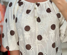 Load image into Gallery viewer, 1.               Broderie Anglaise Spot Top-White/Chocolate
