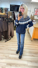 Load image into Gallery viewer, 1.    Fair Isle Part Zip Soft Knit Jumper-Navy
