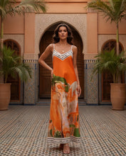 Load image into Gallery viewer, 1.         Landscape Print Amalfi Satin Maxi-Orange
