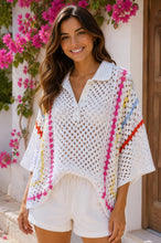 Load image into Gallery viewer, 1.Crochet Button Collar Knit-White Multi
