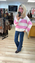 Load image into Gallery viewer, 1.                           Premium Quality Soft Knit Stripe Cardigan-Pink/Cream
