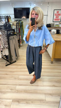 Load image into Gallery viewer, 1.                    Bubble Hem Cotton Bomber Jacket-Baby Blue
