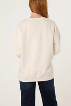 Load image into Gallery viewer, 1.      Polka Dot WEEKEND Sweatshirt-Ivory/Navy
