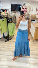 Load image into Gallery viewer, 1.           Tiered Maxi Skirt-Light Denim
