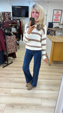 Load image into Gallery viewer, 1. Striped Boucle Knit-Ecru/Mocha
