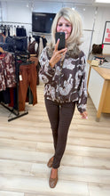 Load image into Gallery viewer, 1.              Leopard Jersey Bomber Jacket-Chocolate/Cream

