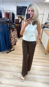 1.Side Button Knit Tank-Cream