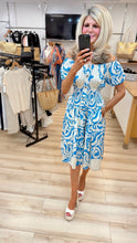 Load image into Gallery viewer, 1.Pippa Bardot Pocket Midi Dress-Blue/Ecru
