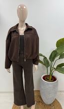 Load image into Gallery viewer, 1.Faux Suede Bomber Jacket-Chocolate
