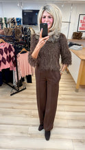 Load image into Gallery viewer, 1.             Tinsel Yarn Sparkle Top-Chocolate
