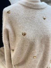 Load image into Gallery viewer, 1.         Gold Hearts Soft Knit-Oatmeal
