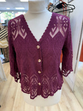Load image into Gallery viewer, 1.      Crochet &amp; Lace Button Front Jacket-Wine
