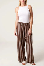 Load image into Gallery viewer, 1.     Striped Wide Leg Trousers-Chocolate/Ivory
