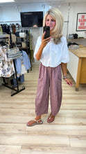 Load image into Gallery viewer, 1.                      Gingham Barrel Leg Trousers-Wine
