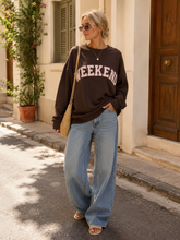 Load image into Gallery viewer, 1.                        WEEKEND Sweatshirt-Chocolate/Pink
