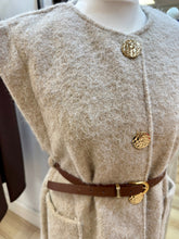 Load image into Gallery viewer, 1.Belted Gold Button Waistcoat-Oatmeal Marl
