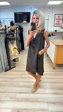 Load image into Gallery viewer, 1.             Linen Button Dress-Chocolate
