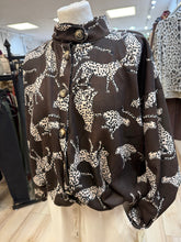 Load image into Gallery viewer, 1.                      Cheetah Print Bomber Jacket-Chocolate
