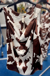1.          Cow Print Cowl Neck Satin Camisole-Brown/White