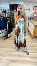 Load image into Gallery viewer, 1.           Floral Satin Cami Maxi Dress-Blue/Brown/White
