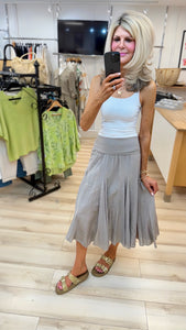 1.Cotton Midi Skirt-Mink