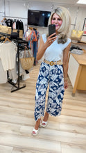 Load image into Gallery viewer, 1.  Leaf Print Trousers-Blue/White
