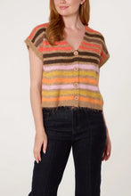 Load image into Gallery viewer, 1.    Striped Tank Cardigan-Orange/Multi
