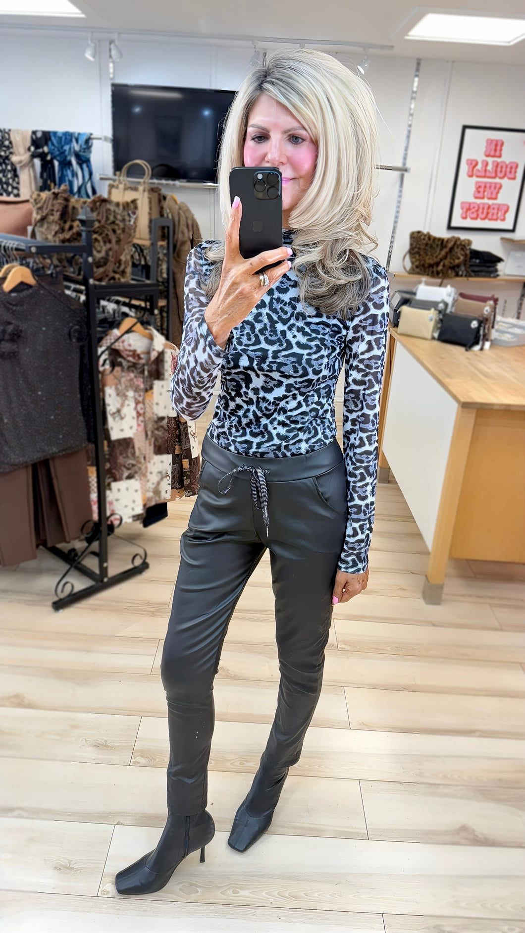 1.    Mesh Sheer Top-Grey Leopard