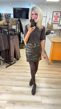 Load image into Gallery viewer, 1.                      Faux Leather Croc Belted Skirt
