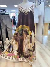 Load image into Gallery viewer, 1.                        Landscape Print Amalfi Satin Maxi-Chocolate Multi
