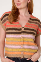 Load image into Gallery viewer, 1.    Striped Tank Cardigan-Orange/Multi
