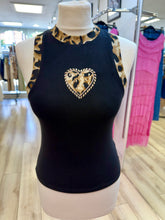 Load image into Gallery viewer, 1.     Stud Embellished Leopard Heart Racer Vest-Black
