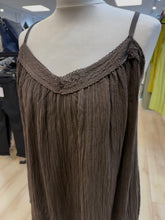 Load image into Gallery viewer, 1. Lace Edged Textured Cami Top-Chocolate
