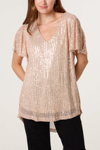 Load image into Gallery viewer, 1.             V-Neck Sequin Top-Gold
