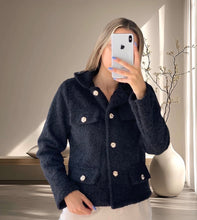 Load image into Gallery viewer, 1.                   Boucle Gold Button Jacket-Black
