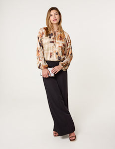 1.              Printed Tie Neck Blouse