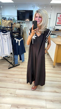 Load image into Gallery viewer, 1.                Embroidered Palm Wide Leg Jumpsuit-Chocolate
