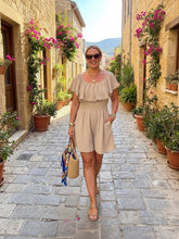 Load image into Gallery viewer, 1.  Bardot Playsuit-Beige
