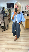 Load image into Gallery viewer, 1.                    Bubble Hem Cotton Bomber Jacket-Baby Blue
