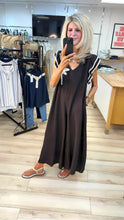 Load image into Gallery viewer, 1.                Embroidered Palm Wide Leg Jumpsuit-Chocolate
