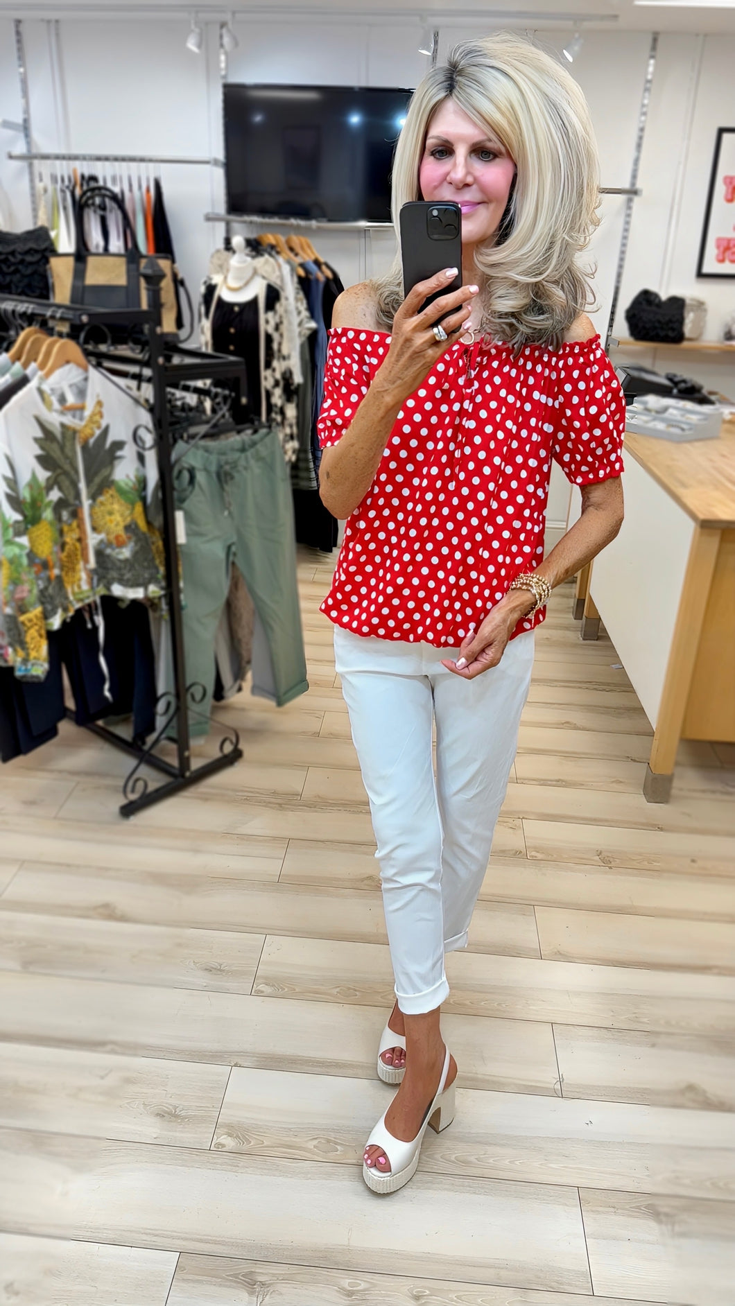 1.    Polka Dot Gypsy Top-Red/White
