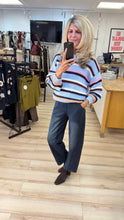 Load image into Gallery viewer, 1.              Stripe Chunky Knit-Baby Blue/Multi
