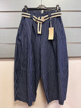Load image into Gallery viewer, 1.                   Barrel Leg Pinstripe Denim Trousers
