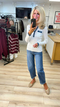Load image into Gallery viewer, 1.                   Denim Trim Soft Knit-White
