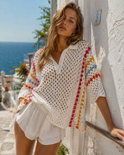 Load image into Gallery viewer, 1.Crochet Button Collar Knit-White Multi
