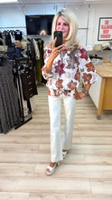 Load image into Gallery viewer, 1.              Floral Chiffon Blouse-Ecru Multi
