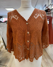 Load image into Gallery viewer, 1.      Crochet &amp; Lace Button Front Jacket-Ginger
