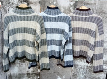 Load image into Gallery viewer, 1.                Funnel Neck Soft Knit Jumper-Navy/Baby Blue
