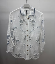 Load image into Gallery viewer, 1.Sheer Mesh Sequin Detail Shirt-White
